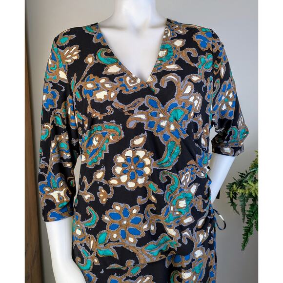 Jones New York Metropolis Dress Faux Wrap Ruched 3/4 Sleeve Flowy Career 20W NEW - Picture 3 of 11